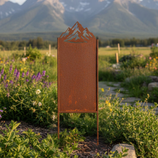 Personalisiertes Gartenschild aus rostigem Stahl mit Wunschtext – konfigurierbar, Swiss Made