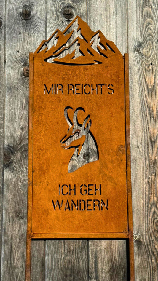 Gartenschild Wandervogel aus rostigem Stahl – Vogelmotiv wetterfest handgefertigt Berner Oberland